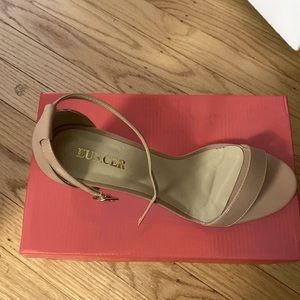 Strappy nude/natural heel with ankle strap